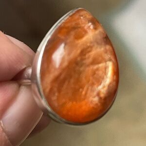 Elegant Sterling Silver and Oregon Sunstone Ring Size 7